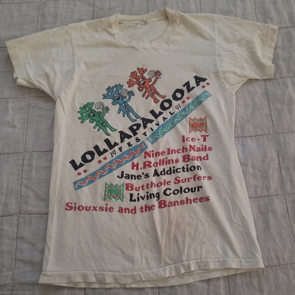 Vintage Other - Vintage 1991 lollapalooza white tee shirt-nine inch nails, janes addiction